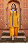 Yellow  Bandhani  High-Low Kurta With  Flared Pant