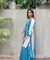 Sea Blue High-Low Kurta With  Flared Pant