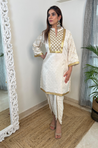 Noorani-Cream  Criss Cross lacework Two Piece Set