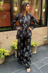 Rozana- Black Printed Drape Pants Co-ord Set (PRE-ORDER)