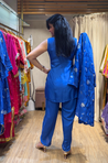 PHULJARI- Royal Blue Three Piece set with Inner and Jacket