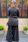 Festive Black Kurta with Cowl Pants Set