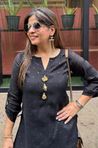 Festive Black Kurta with Cowl Pants Set