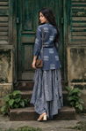 Rozana -Indigo Lotus Drape Skirt Set