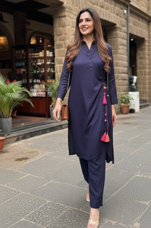 Rozana - Not-So-Basic Deep Navy Co-Ord Kurta Set