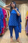 PHULJARI- Royal Blue Three Piece set with Inner and Jacket