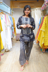 AAFREEN-  Black Lotus  Printed Farshi Salwar set with Potli Bag