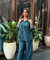 Rozana -Teal Blue Shirt Collar Cutwork Co-Ord Set with Straight Pants