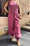 Rozana - Rose Pink Gingham Waistcoat & Balloon Pant Co-Ord Set