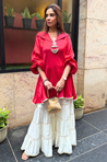 Mizaaj- Hot Pink Tunic Sharara Set