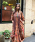 Rozana-Rust Orange Cotton Elegant Fusion  Drape  Dress