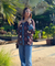 Jazba-Brown Polka Bloom Printed Shirt