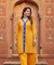 MEHER-Yellow  Bandhani  High-Low Kurta With  Flared Pant