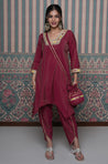 PASSORI-Maroon  Two Piece Set With Potli Bag