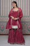 PASSORI-Maroon Embroidered Sharara Set