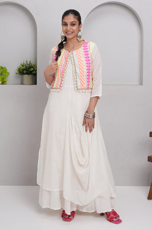 JUGNI-Long Dress with Neon Short Jacket