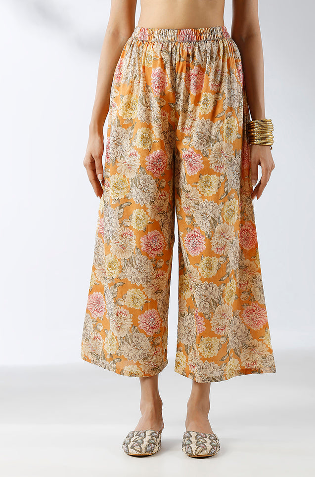 Mustard Floral Printed Two Piece Set