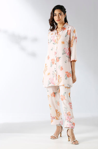 Soft Pink Floral Printed Co-ord set