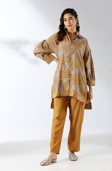 Mustard Printed Two Piece Set
