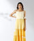 LEHER -Yellow Ombre Tiered Gown With Knit Jacket