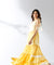 LEHER -Yellow Ombre Tiered Gown With Knit Jacket