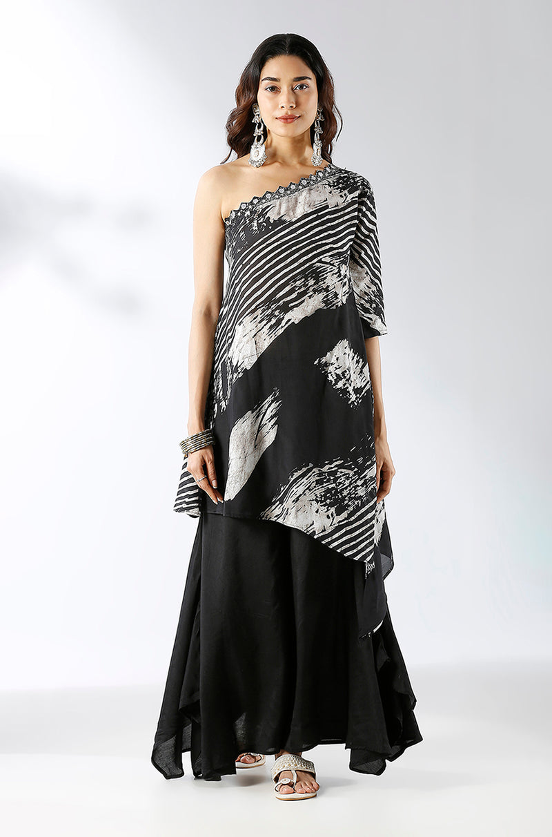 Black One shoulder Two Piece set - Ishnya