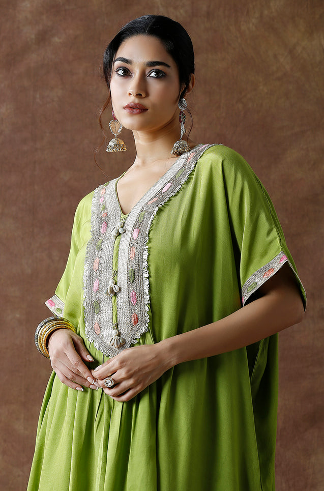 Raas-Green Solid Batwing Two Piece Set (oversized fit)