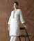 NOORANI-Cream Chevron Pattern  Kurta With Pathani Pants