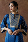 Noorani-Dark Blue Criss Cross lacework Two Piece Set