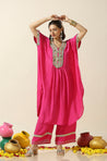 Raas-Pink Solid Batwing Two Piece Set (oversized fit)