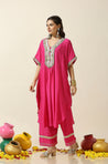 Raas-Pink Solid Batwing Two Piece Set