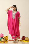 Raas-Pink Solid Batwing Two Piece Set