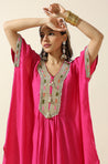 Raas-Pink Solid Batwing Two Piece Set