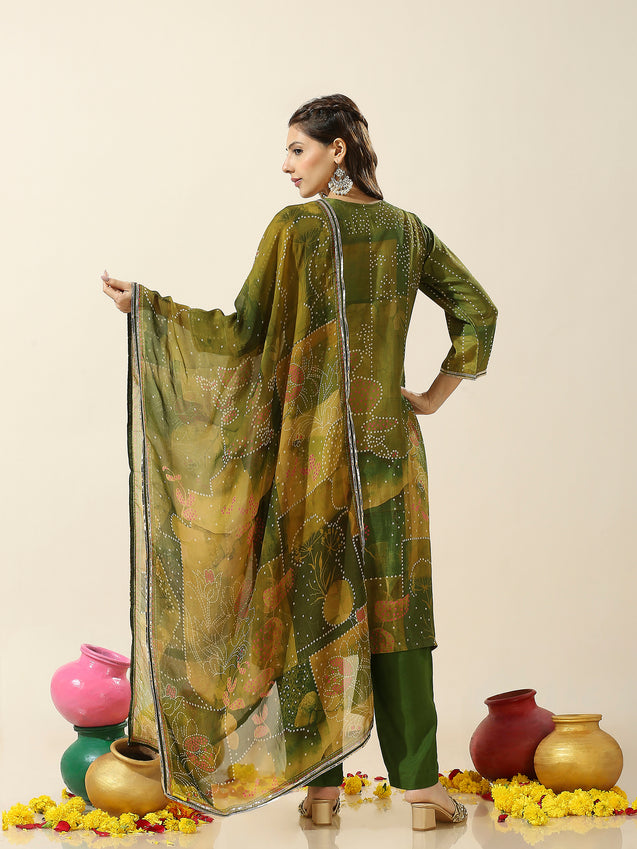 Heeriye- Green Bhandani Three piece set