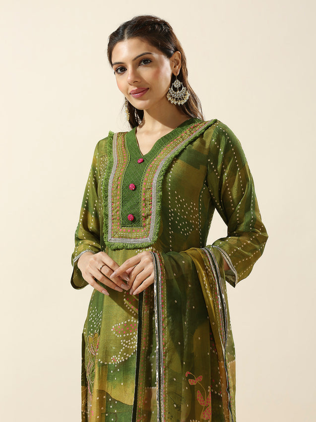 Heeriye- Green Bhandani Three piece set