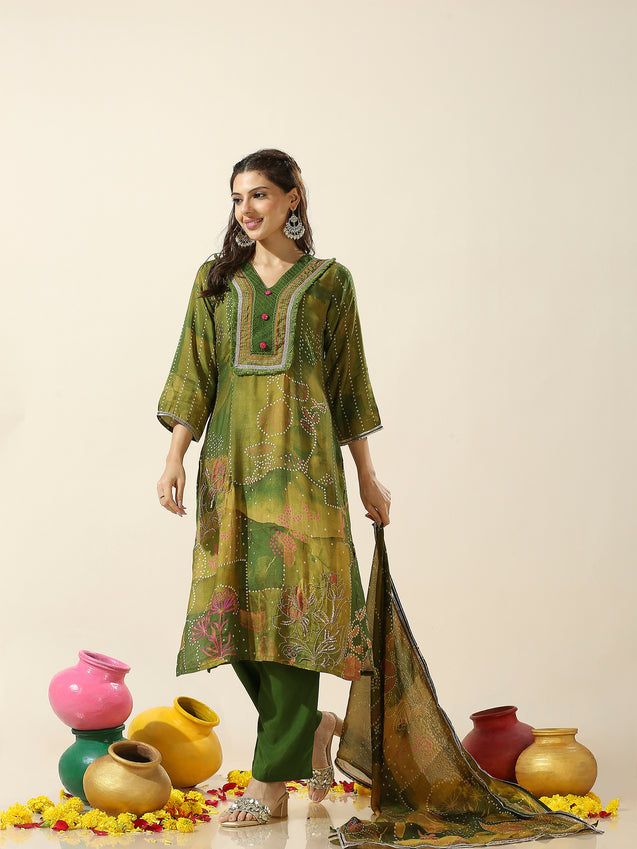 Heeriye- Green Bhandani Three piece set