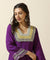 RAAS-Purple & Yellow  Glass Neckline Two Piece Set