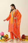 HEERIYE-Orange Bandhani Three Piece Set