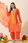 HEERIYE-Orange Bandhani Three Piece Set