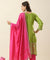 RAAS-Green Three Piece Suit Set with Pink Dupatta