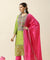 RAAS-Green Three Piece Suit Set with Pink Dupatta