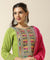 RAAS-Green Three Piece Suit Set with Pink Dupatta