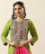 RAAS-Green Three Piece Suit Set with Pink Dupatta