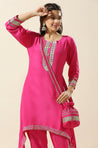 Raas-Hot Pink Two Piece Set With Potli Bag