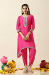 Raas-Hot Pink Two Piece Set With Potli Bag