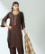 MALANG-Brown Three Piece Suit Set With Printed Dupatta