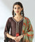 MALANG-Brown Three Piece Suit Set With Printed Dupatta