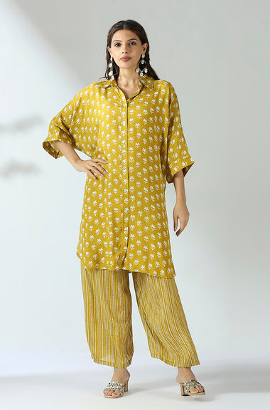 Mustard  Batwing Printed Co-ord set