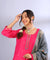 ROOH- Deep Pink Three Piece Suit Set  With contrast Dupatta