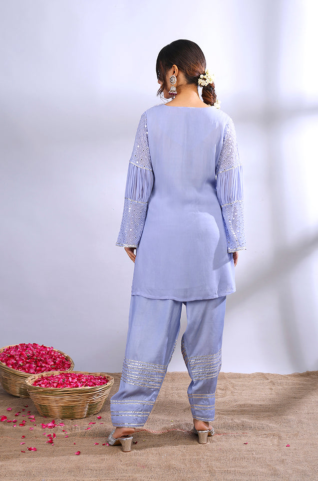 ROOH- Periwinkle Lucknowi Two Piece Set